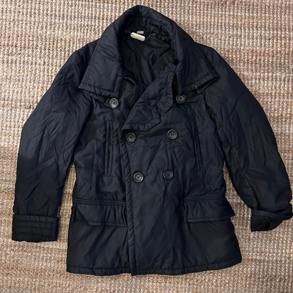 John Galliano Black Lightweight Poly Peacoat Jacket S/M